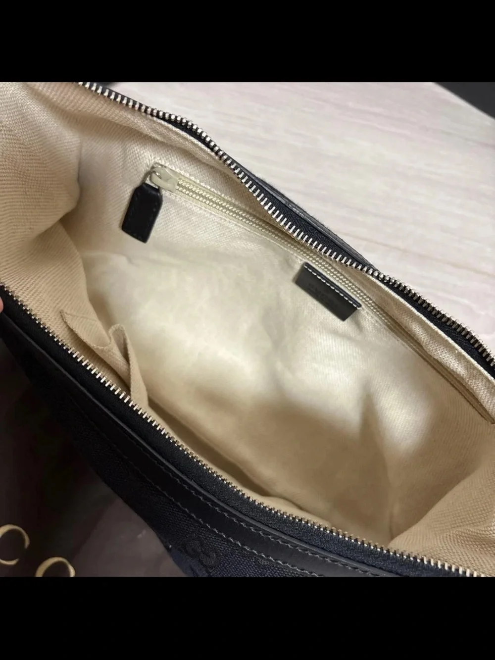 Gucci Black Jacquard Crescent Shoulder Bag with Adjustable Strap